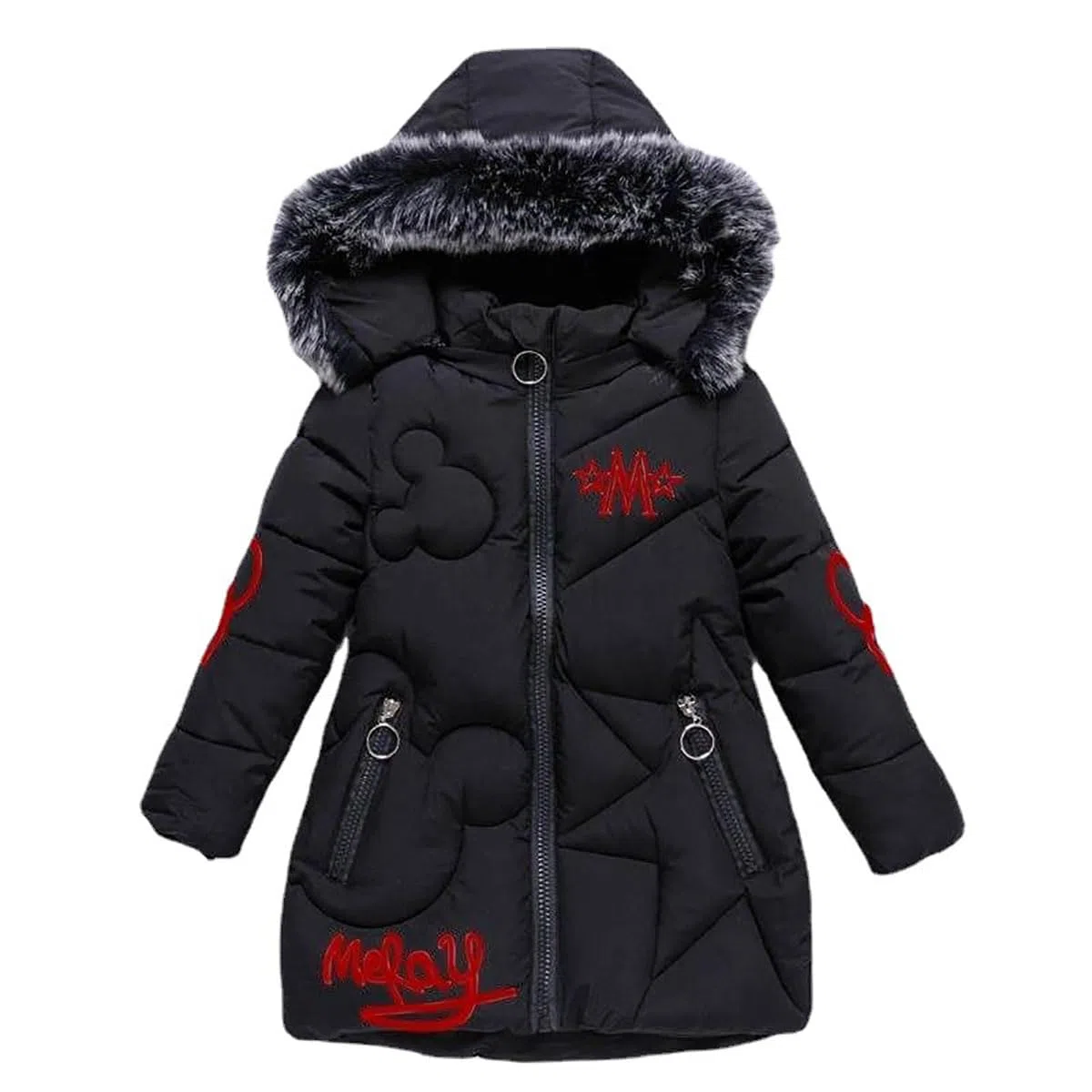 Cappotto da ragazza, piumino per bambini, giacca invernale con cappuccio con collo in pelliccia spessa e calda, parka imbottita, giacca a vento