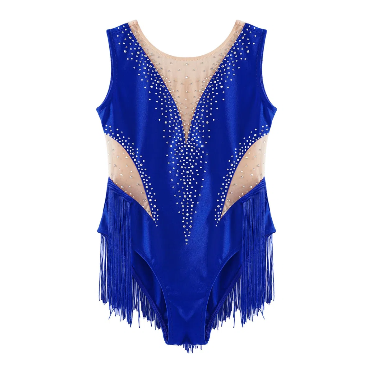 inhzoy Body Danza Bambina Balletto Body Danza Classica Moderna Senza Maniche Nappe Strass Leotards Pattinaggio Artistico Bodysuit Ginnastica Ritmica Costume da Danza, 6-16 Anni