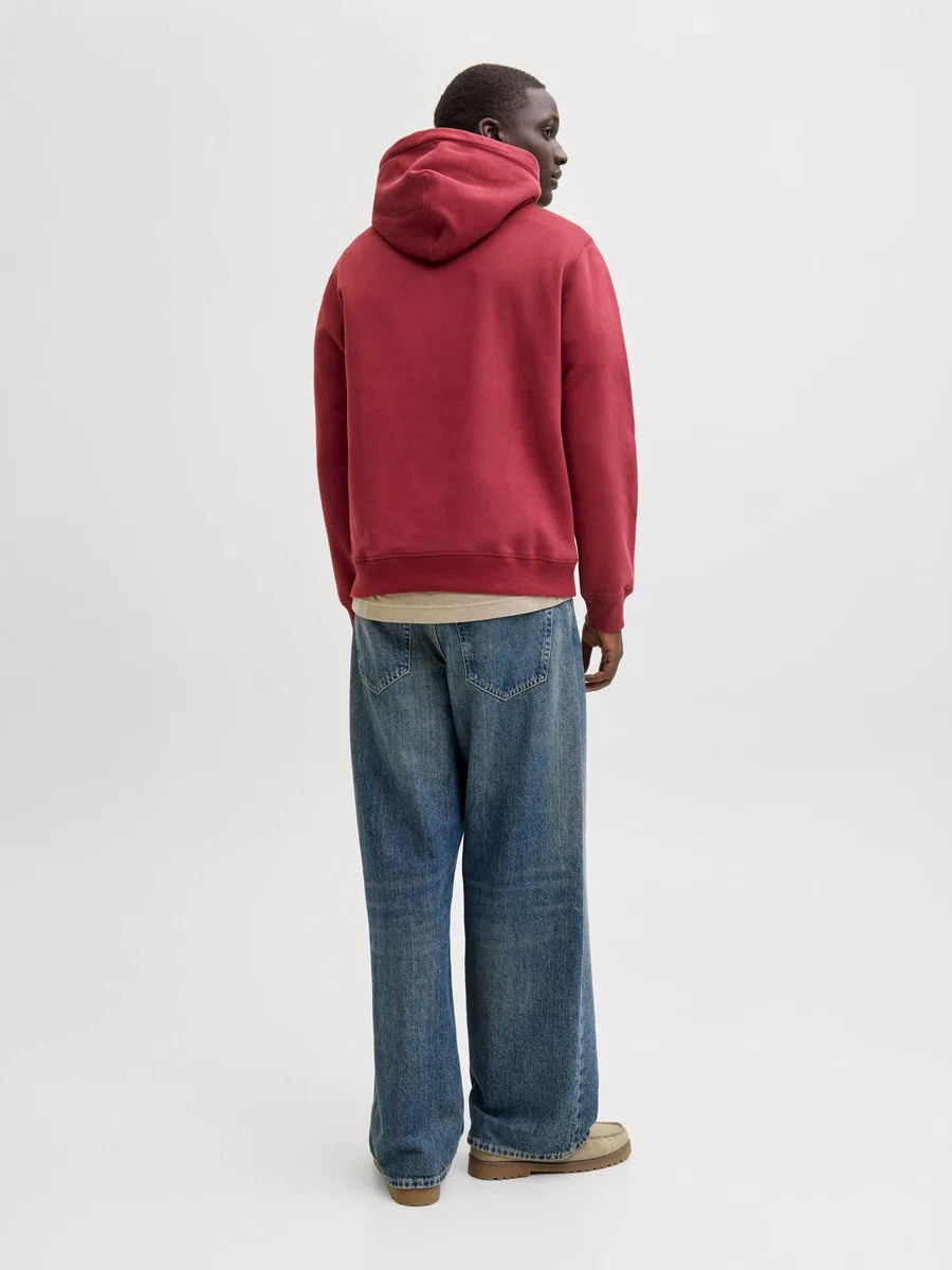 JACK & JONES Jorbleecker Branding Sweat Hood BF, Rosso Tibetano, M Uomo
