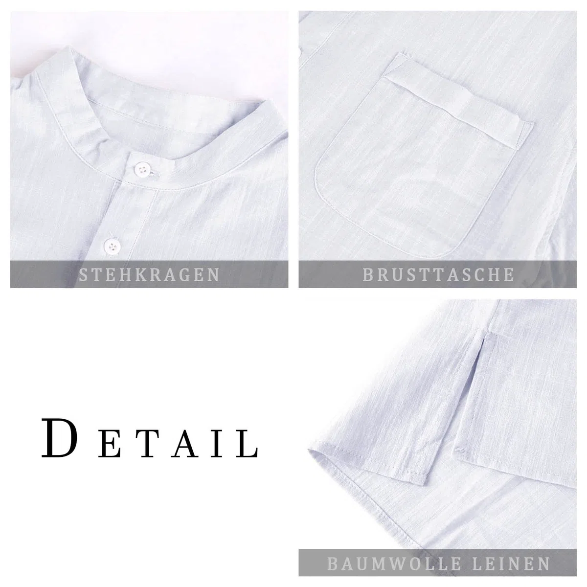 Runcati Henley - Camicia da uomo in lino, a maniche corte, per il tempo libero, estiva, per uomo