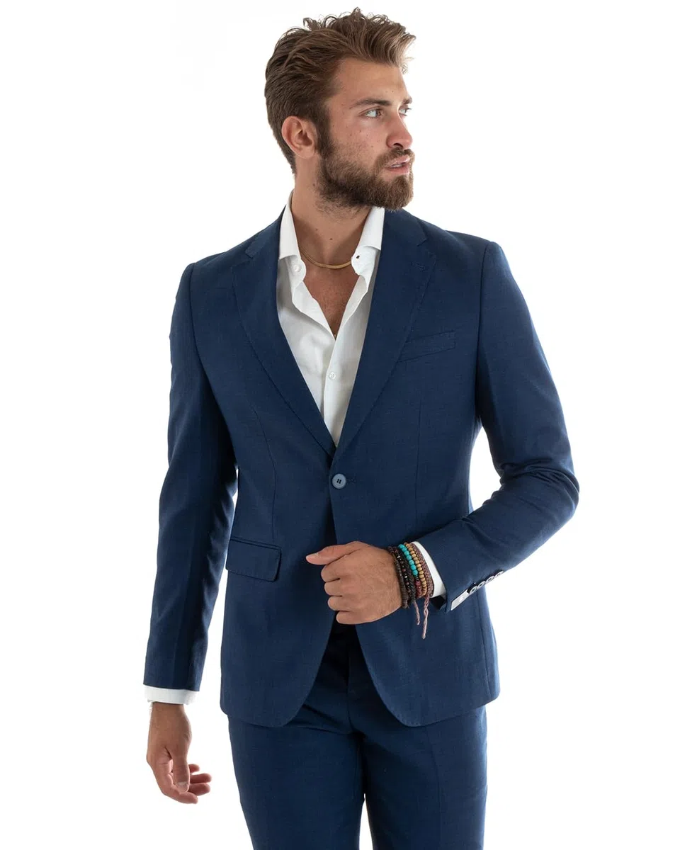 Abito Uomo Outfit Completo Giacca Pantalone Melangiato Cerimonia Elegante Casual