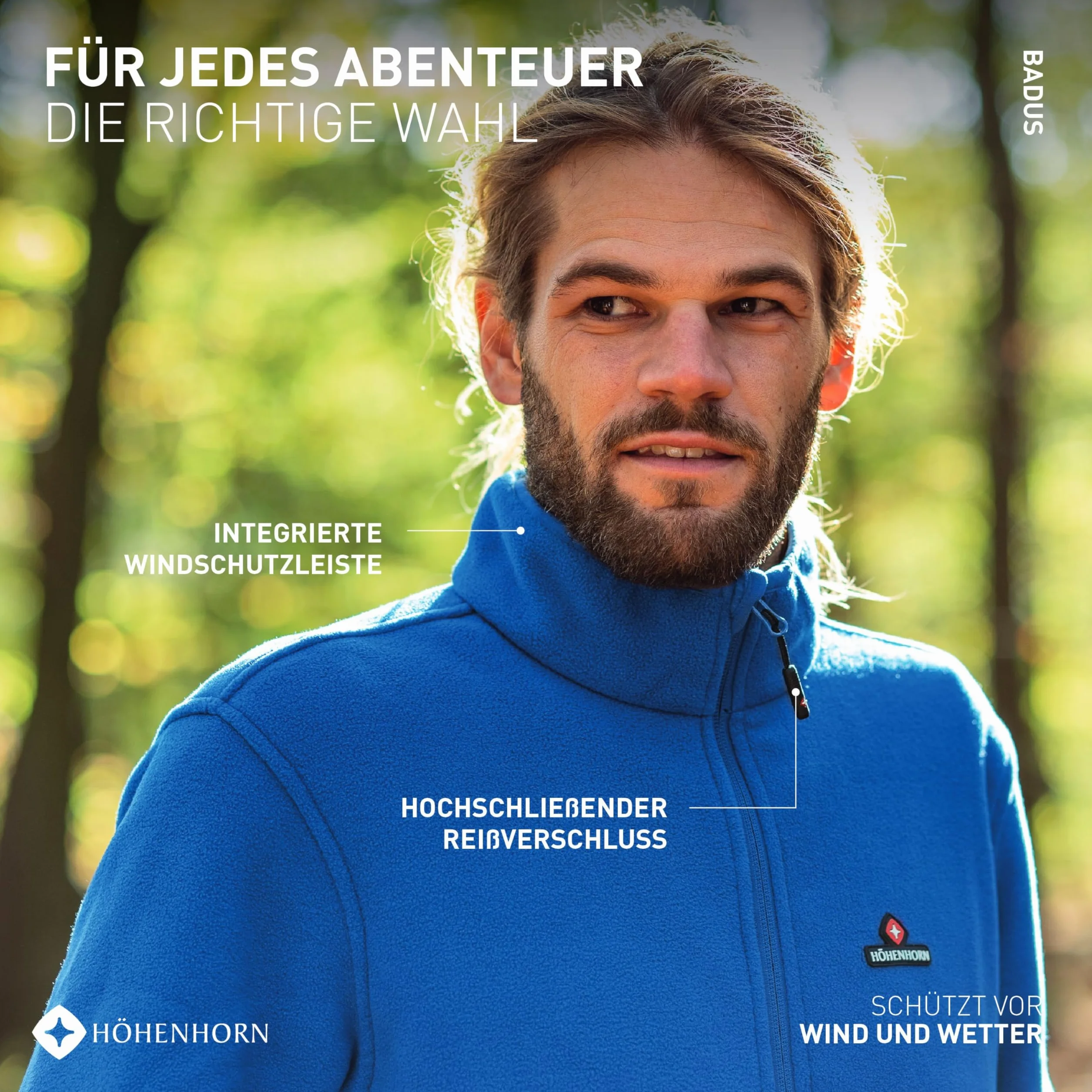 HÖHENHORN Badus Eigler Giacca in pile da uomo Full Zip Outdoor Trekking Trekking
