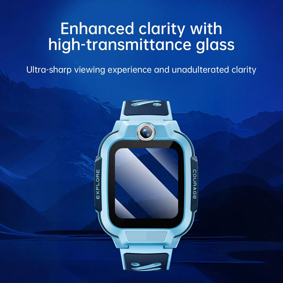 Set 4 in 1, compatibile con la custodia protettiva per display e cinturino in silicone e cordino, protegge il set di combinazione di orologi del tuo bambino (blu Z3)