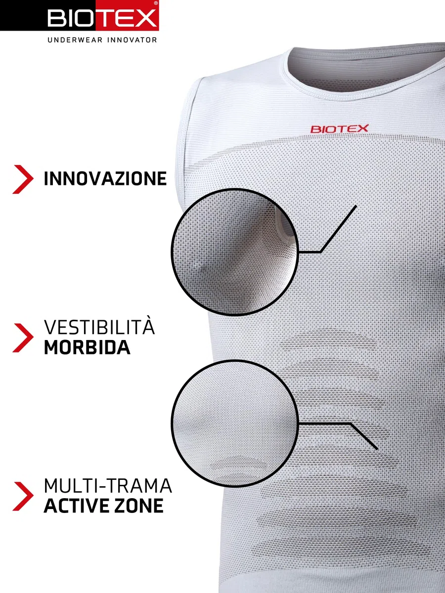 BIOTEX Canotta +Carbon Traspirante e Antibatterica da Uomo per Ciclismo e Running, Intimo Tecnico Sportivo Ideale per L'Estate e per l'inverno