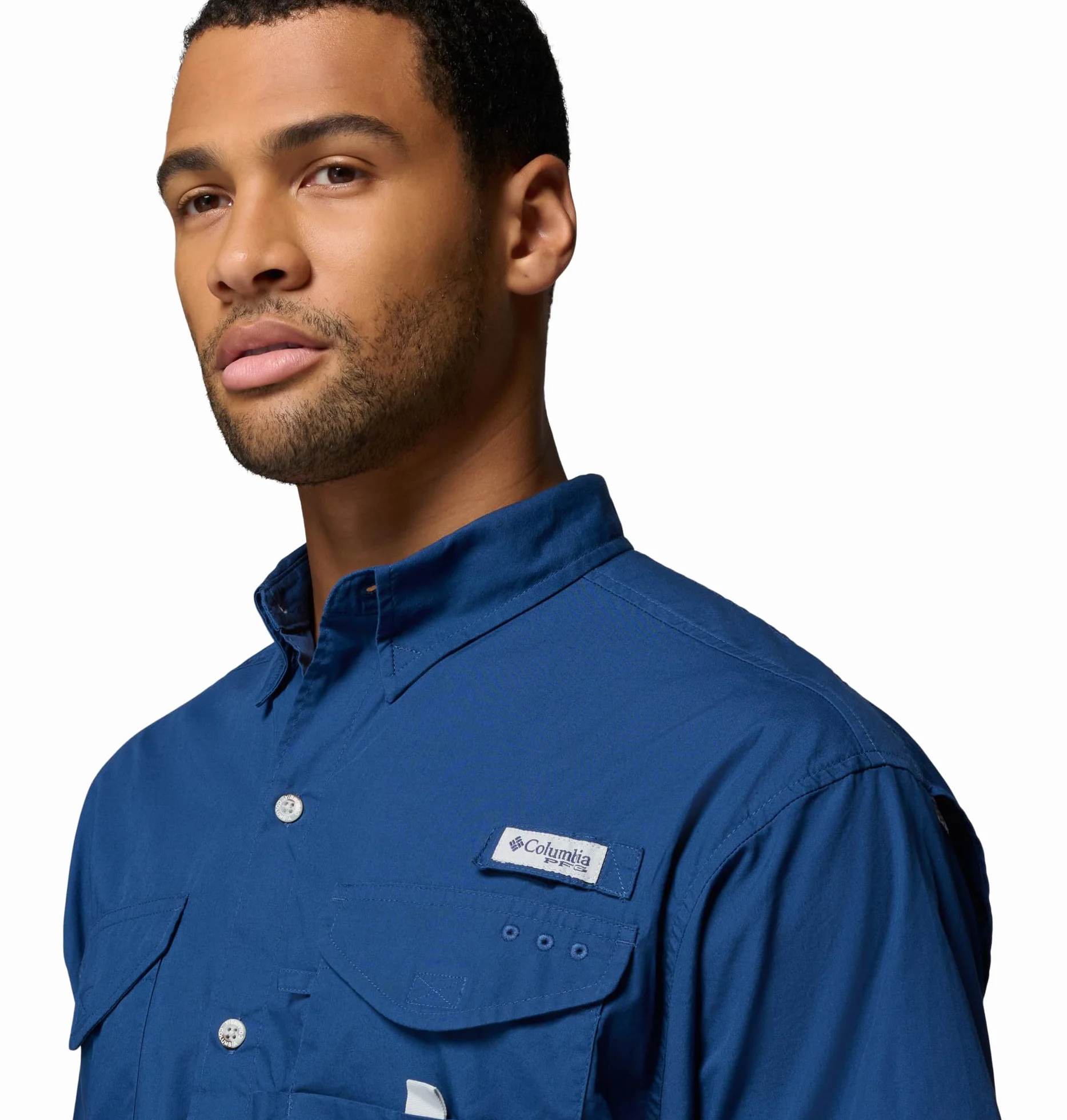 Columbia, Camicia da Pesca a Maniche Corte PFG Bonehead da Uomo, 100% Cotone, Carbonio, M