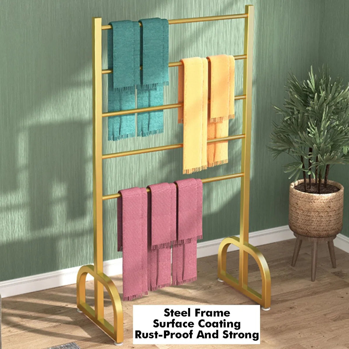Espositore per Rotoli di Tessuto per pellicole per finestre e Carta da Parati, Portata Massima 150 kg, Versatile Supporto da Appendere per tappetini e cope,Gold-150x40x100cm