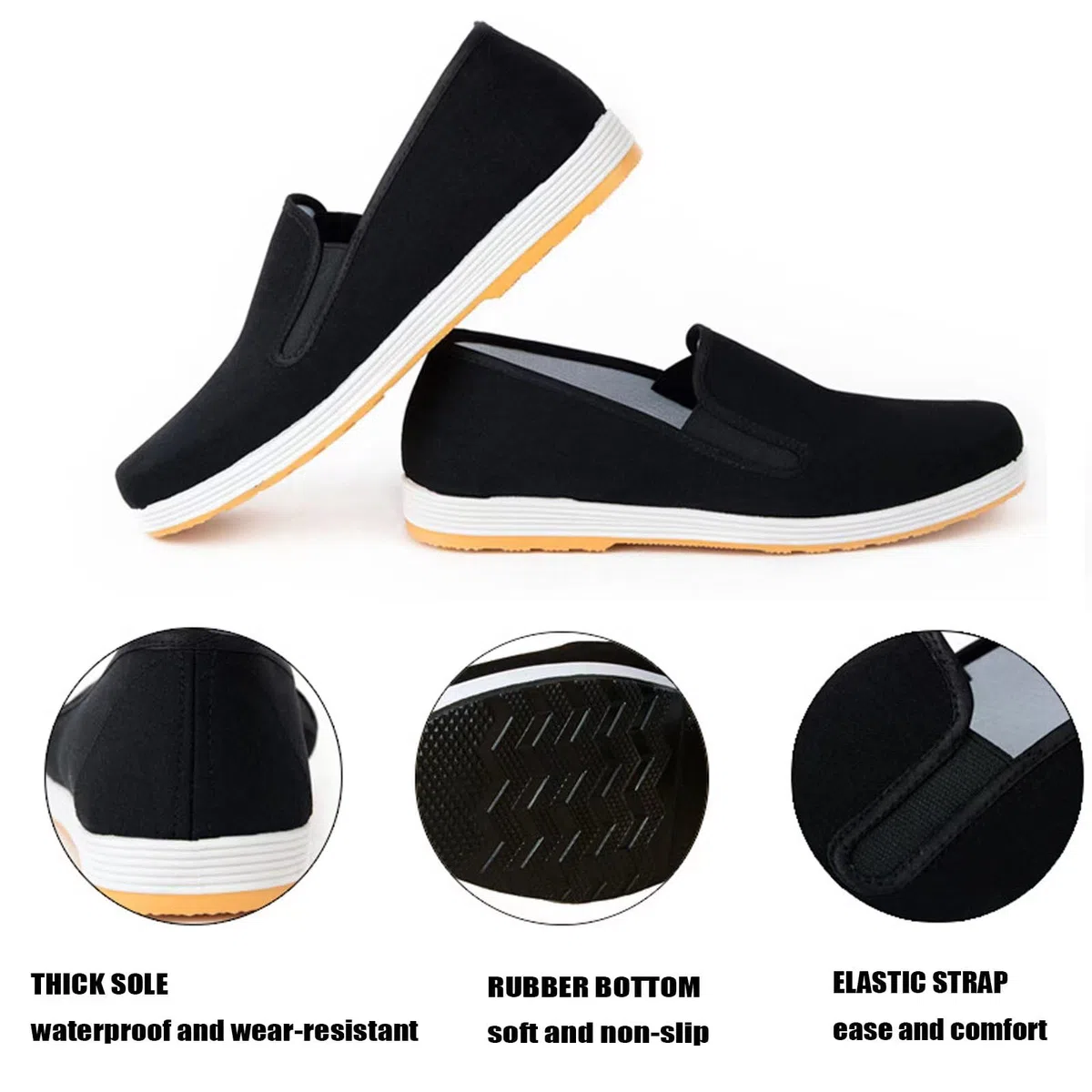 Zapatos Chinos tradicionales de Kung Fu, Zapatos de Tela antideslizantes de Beijing antiguos Zapatos de Tai Chi de Lona transpirable con Suela de goma Melaleuca adecuada para Hombres y Mujeres