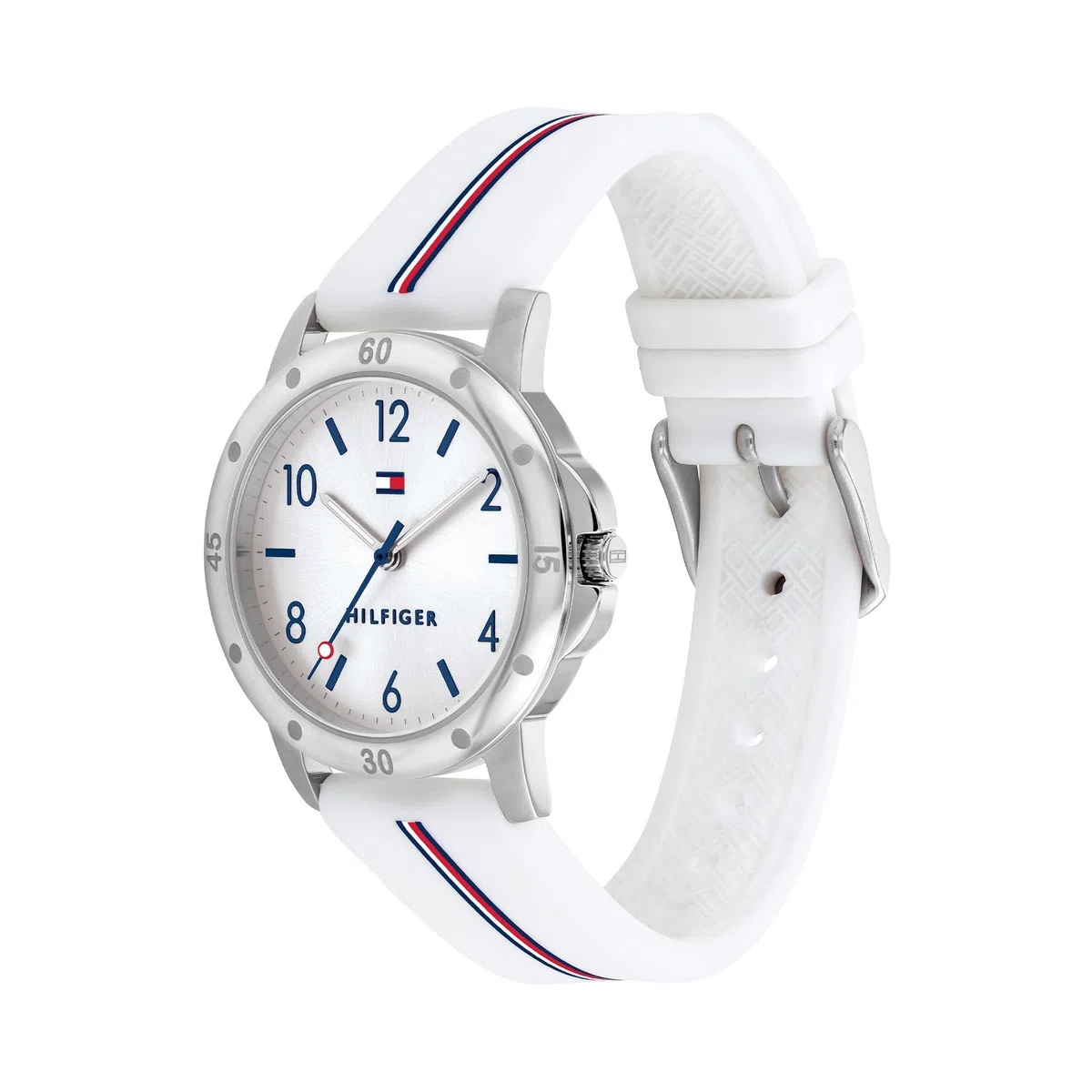 Tommy Hilfiger Orologio da Ragazza con Quadrante Argento, Cinturino in Silicone Bianco, Cassa Argento 32mm, Movimento al Quarzo a 3 Lancette, Resistenza all’acqua di 3 ATM - 1720014