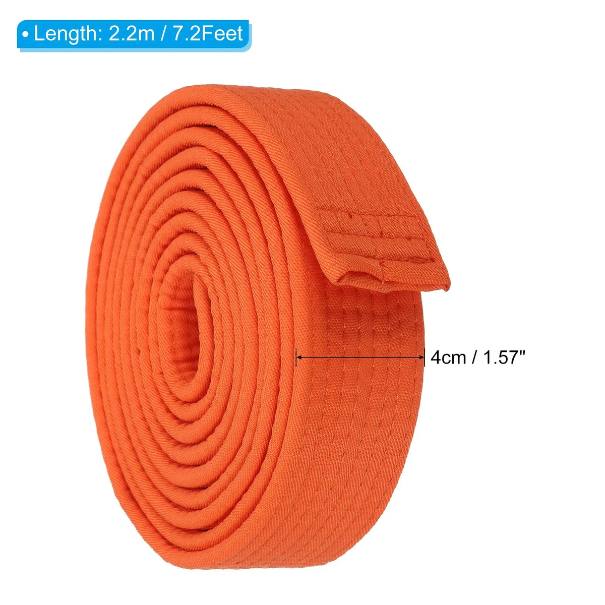 PATIKIL Cintura di Rango Colorata Taekwondo 1,6" x7,2 Piedi 2,2m, Cintura da Karate Judo Arti Marziali in Poliestere per Insegnamento Allenatore, Arancione