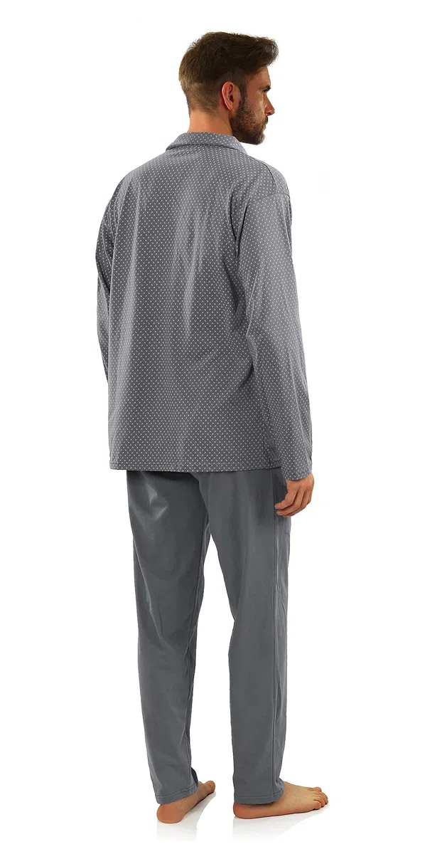 sesto senso Pigiama Uomo Abbottonata Cotone Lungo Set Pigiami Bottoni Classici Due Pezzi Lingerie Maniche Lunghe Pantaloni Lunghi