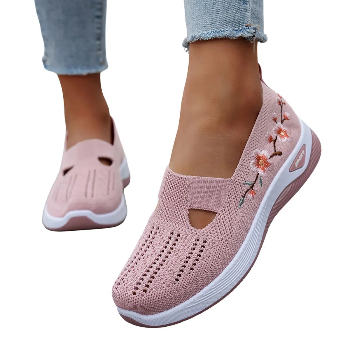 Scarpe Ortopediche Donna Estive Senza Lacci Scarpe Slip On da Corsa Camminare Comode Ginnastica Morbida Sneakers Traspiranti Leggere Antiscivolo Sneakers Diabetici Pianta Larga Sanitarie Outdoor Sport