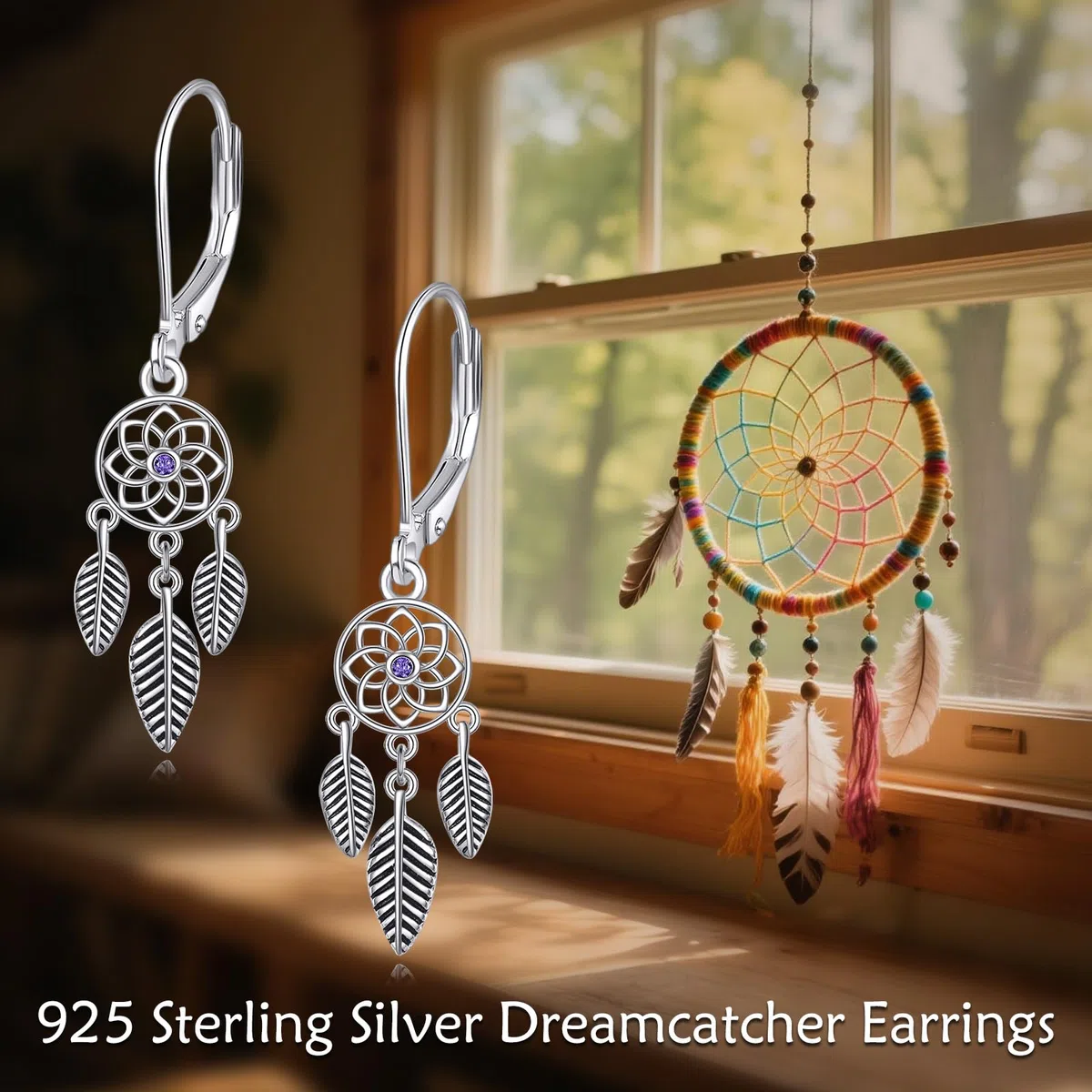 VONALA Orecchini acchiappasogni per donne e ragazze, in argento Sterling con turchese e piume, orecchini pendenti in stile bohémien, gioielli regalo per donne e ragazze
