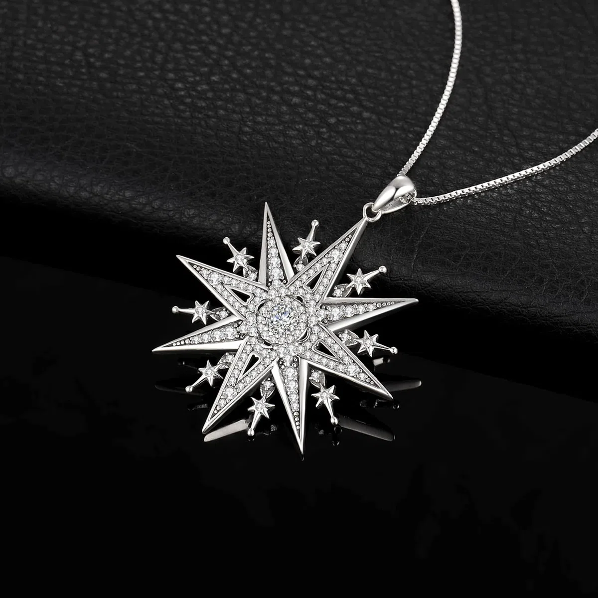 JewelryPalace Vintage Collana Stella del Nord Donna Argento 925 con Cubica Zirconia, Collana Ciondolo Pietra a Taglio Rotondo con Catena 45cm, Collane Pendenti Anniversario Set Gioielli Donna
