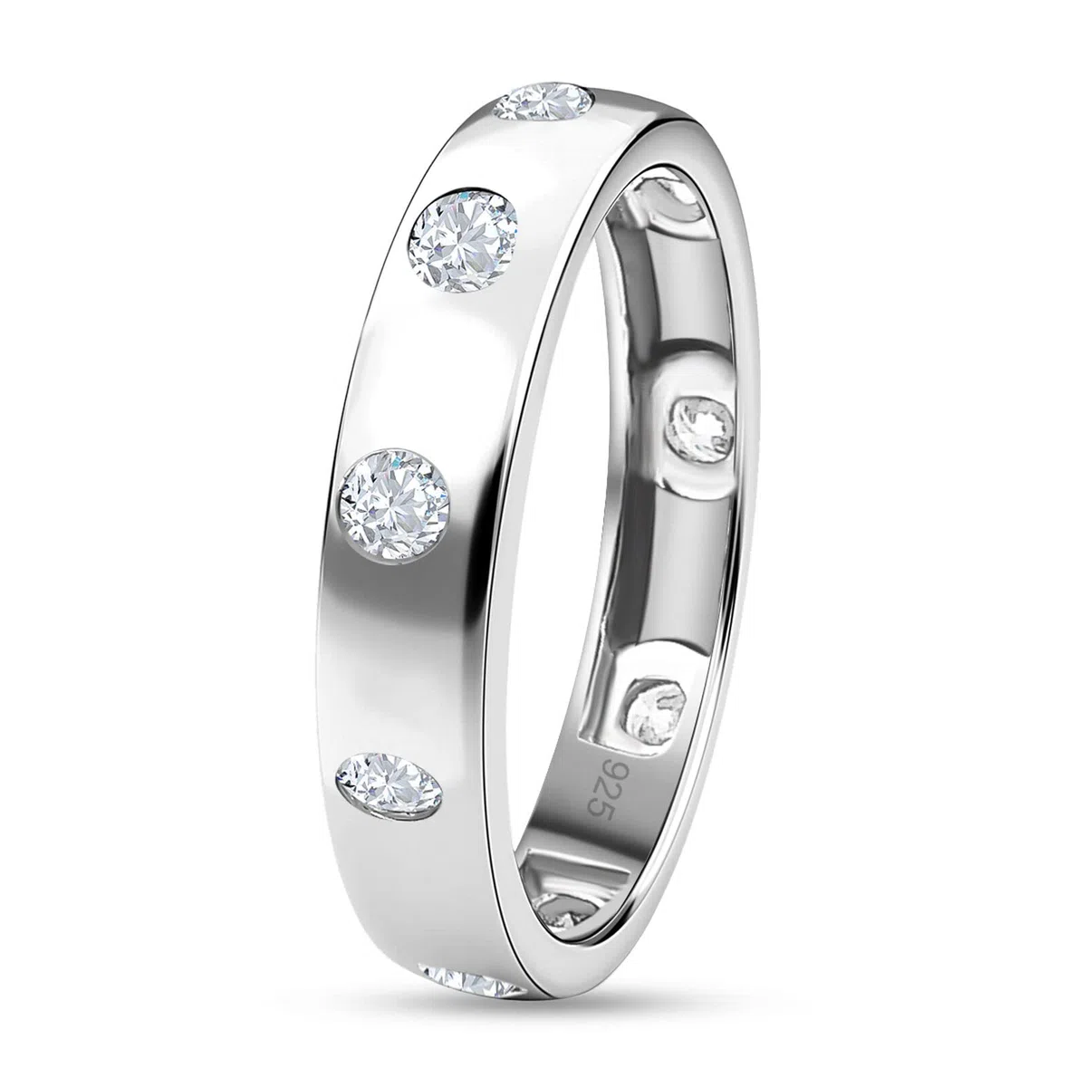 TJC Moissanite Anello nuziale da donna in argento Sterling 925, anelli di fidanzamento o anniversario per lei, impilabili, regalo per moglie e figlia