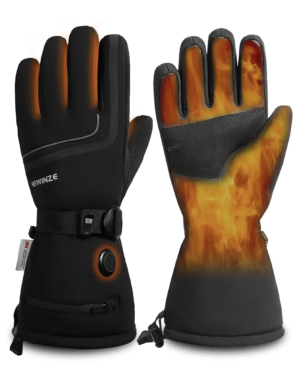HEWINZE Guanti riscaldati per uomo/donna con batteria ricaricabile, guanti termici elettrici, guanti impermeabili, scaldamani ricaricabili, attività invernali all'aperto per moto, ciclismo, sci, golf