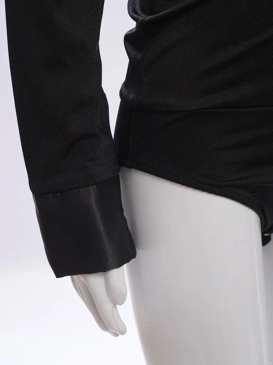 Giovani Body da Ballo Latino Camicia da Ballo A Maniche Lunghe Revers Body con Farfallino Bambini Salsa Tango Sala Abbigliamento Danza Moderna