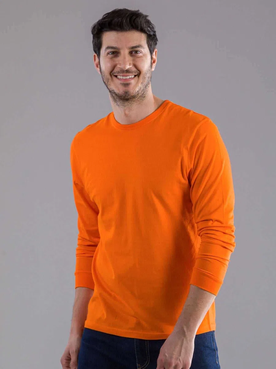 T Shirt Uomo - Maglietta Manica Lunga Cotone, Tshirt Maglia Maniche Lunghe da Lavoro, T-Shirt Tinta Unita