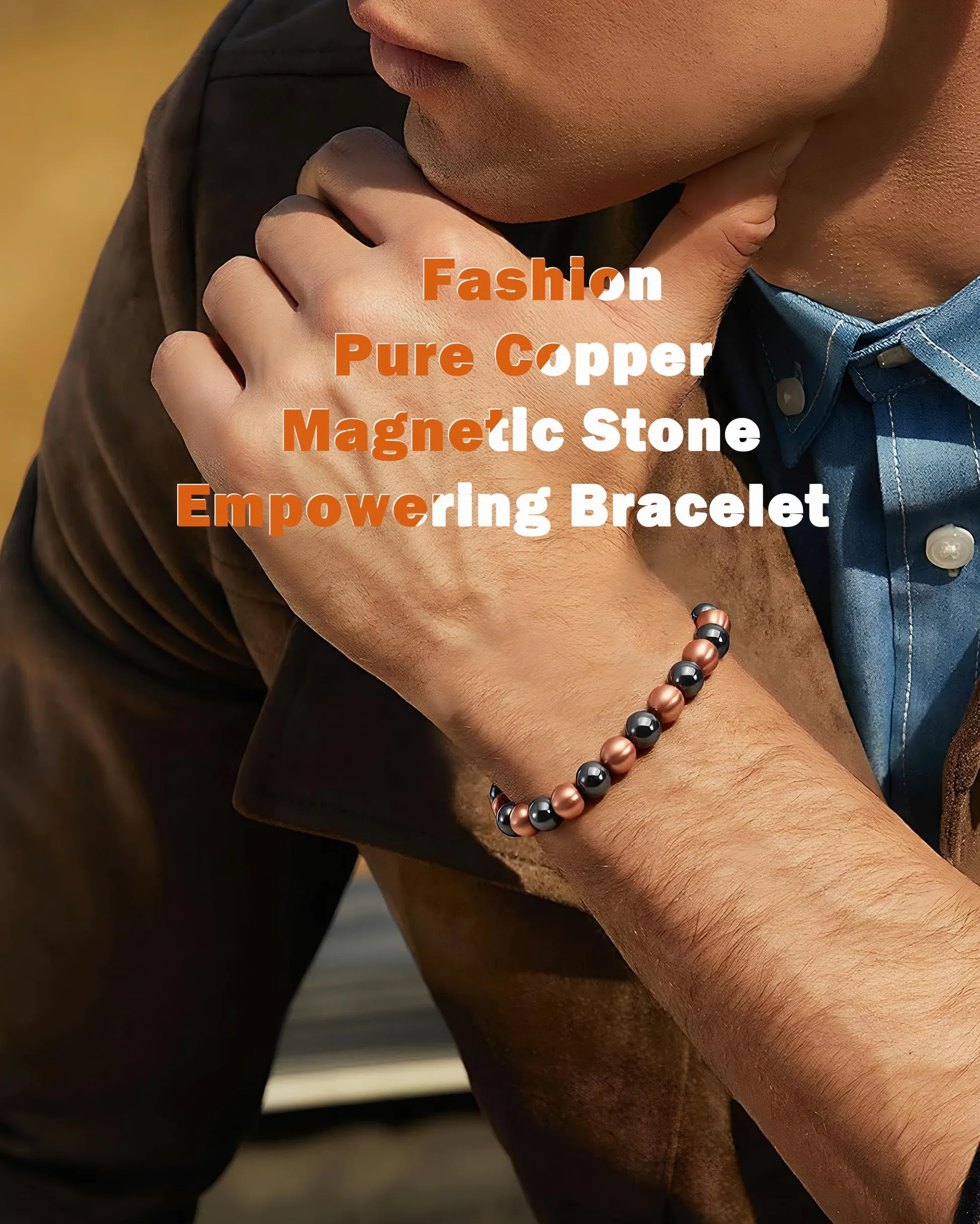 Bracciale Magnetico Uomo in Rame Puro al 99,9% | Regalo per Gentiluomini, Include un Cofanetto Portagioie e un Biglietto di Auguri