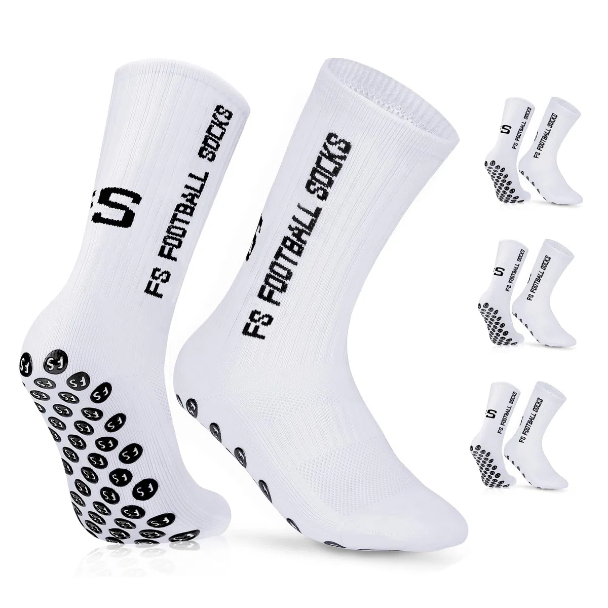 Calze Calcio Antiscivolo Pacco da 3 Grip Socks Calcio, 35-39 39-46, Pettinato al 75%, Traspirante ed Elastico, Football Socks per Uomo Donna-Unisex Adulto