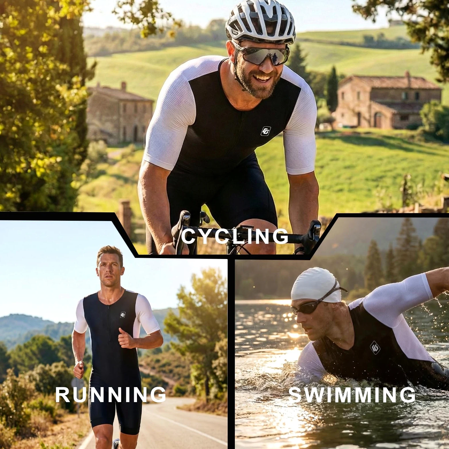 Tuta da triathlon da uomo, a maniche corte, ideale per Ironman Racing Tri Suit