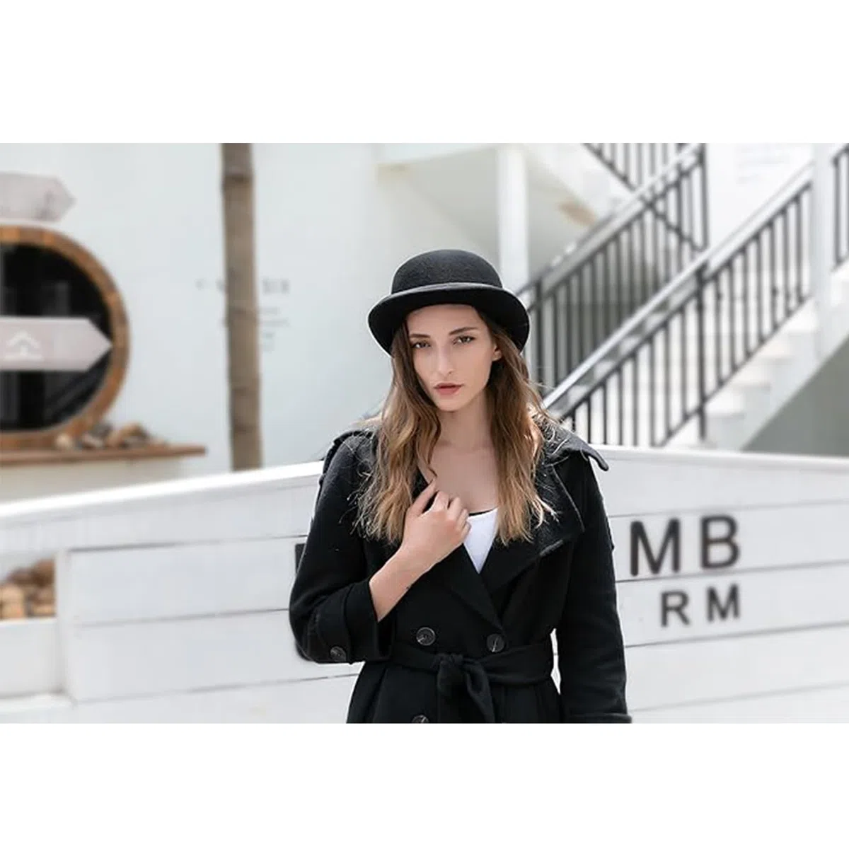 GEMVIE Cappello Derby Nero in Lana 100% Cappello a Bombetta di qualità teatrale per Uomo Donna Costumi Vintage