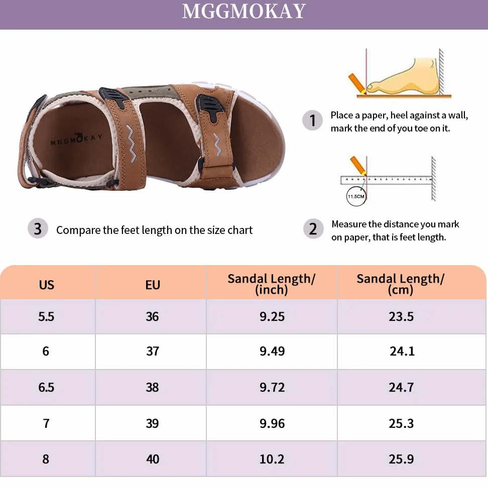 MGGMOKAY Sandali Sportivi da Donna Sandali da Trekking Donna in Pelle