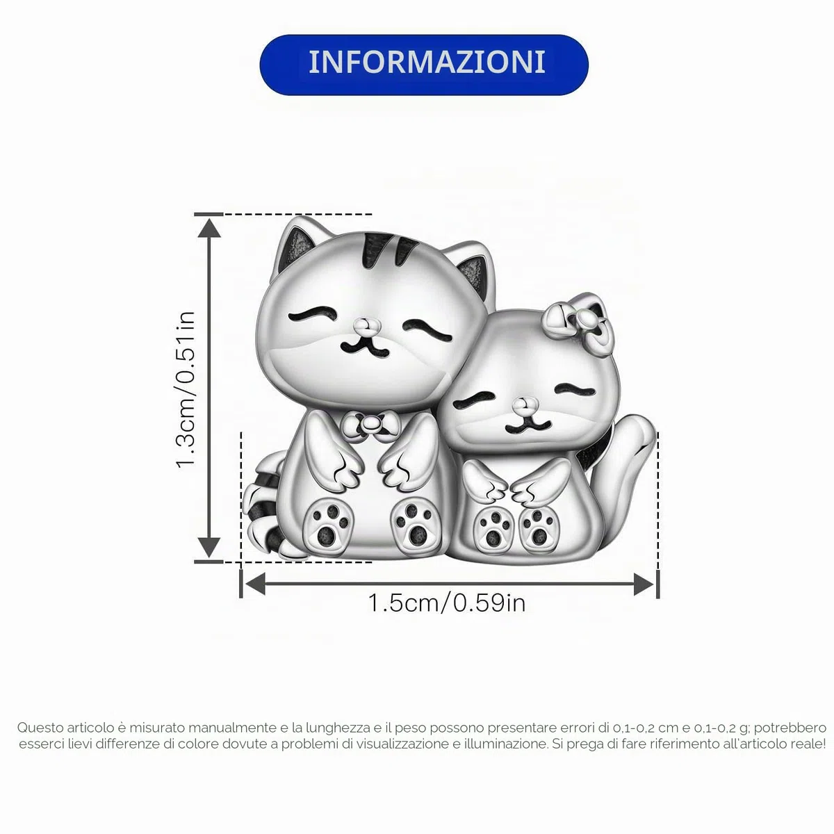 Charms Animali in Argento 925 – Panda, Cane, Gatto, Elefante, Farfalla, Libellula | Ciondoli Compatibili con Pando per Bracciali e Collane | Confezione: Sacchettino in Velluto + Panno Pulizia