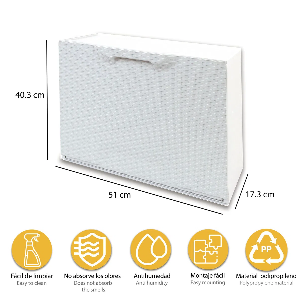 Art Plast U50/FRW Scarpiera in plastica, Effetto Rattan, Bianco