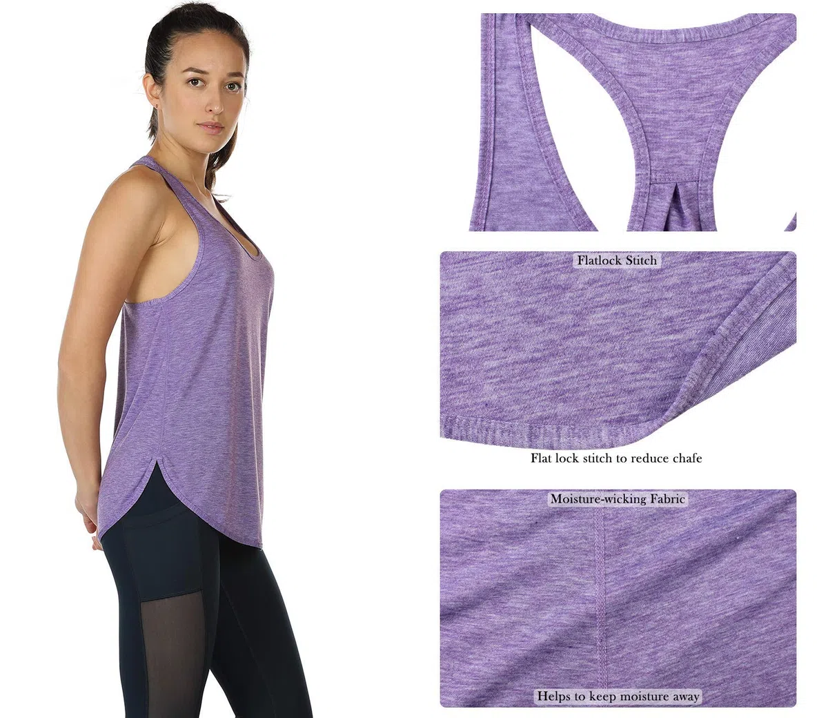 icyzone Canotta Sportiva da Donna Racerback Senza Maniche Top per Yoga Palestra Pilate