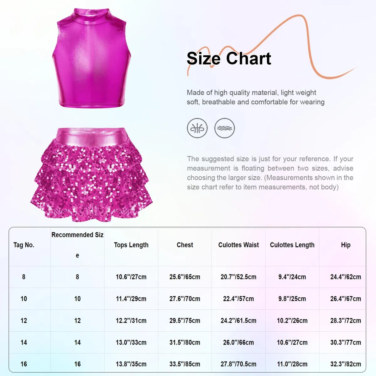 Agoky Tuta Danza Lucido Costume da Danza Bambina Ragazza Completi 2 Pezzi Crop Top a Manica Lunga Pantaloncini Gonna Culottes Tuta da Ballo Jazz Competiizione Dancewear C Oro 9-10 anni