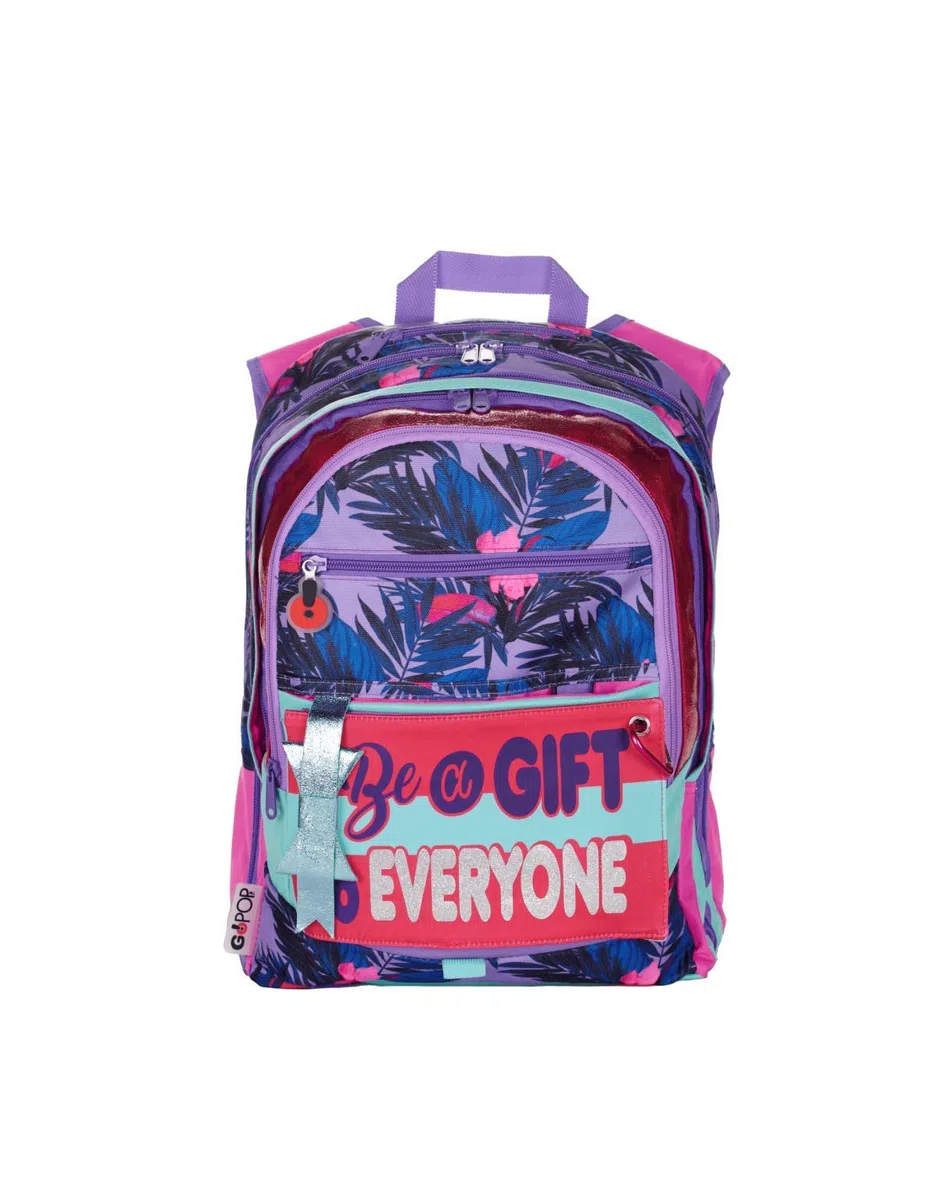 Gopop Schoolpack Zaino Scuola Fashion Estensibile 43x31x17 cm + Astuccio 3 Zip Completo