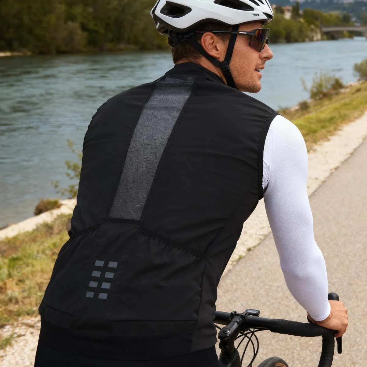 WOSAWE Gilet da ciclismo da uomo, leggero, traspirante, senza maniche, antivento, con cerniera YKK