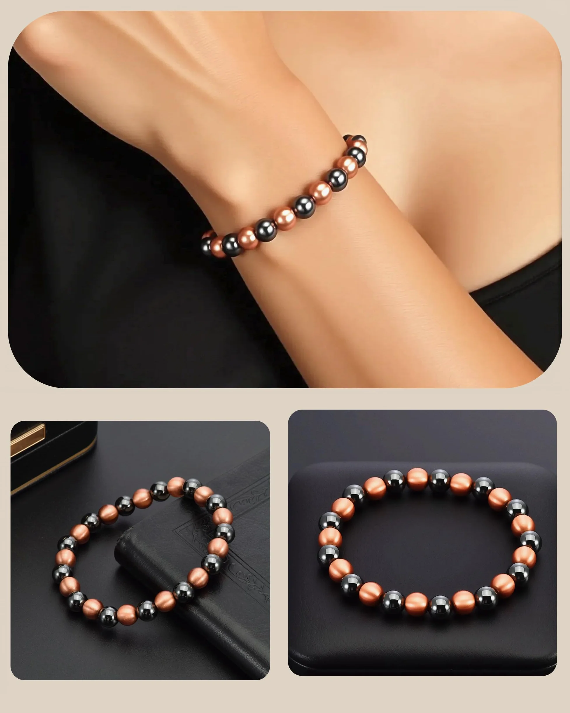 Bracciale Magnetico Uomo in Rame Puro al 99,9% | Regalo per Gentiluomini, Include un Cofanetto Portagioie e un Biglietto di Auguri