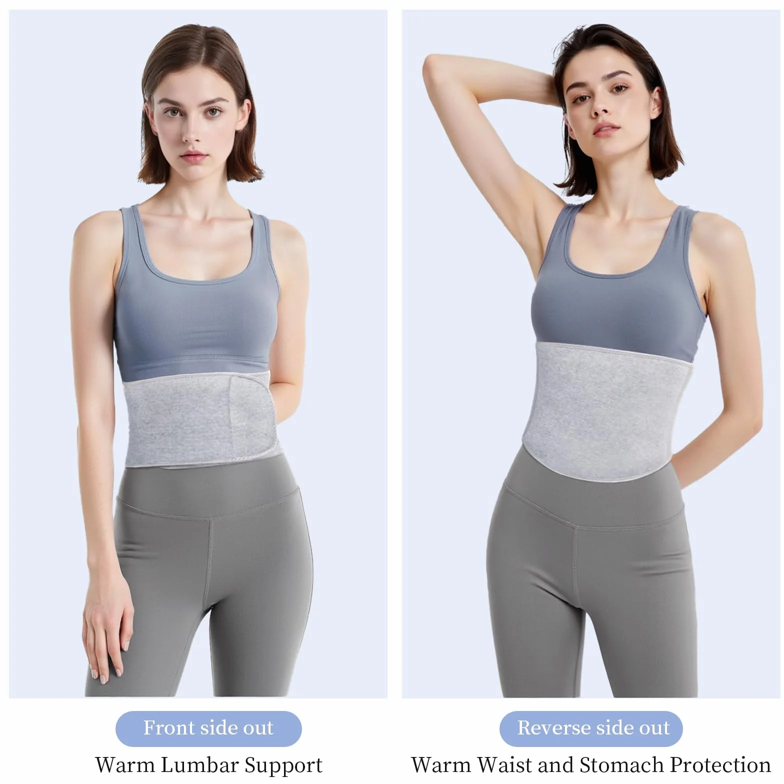 Fascia Lombare, Fascia Schiena Lombare in Peluche con Borsa Portaoggetti, Scalda Pancia Donna Uomo, Cintura Termica Invernale Ispessita, Cintura Riscaldante Addominale, Protezione Dal Freddo, Grigio