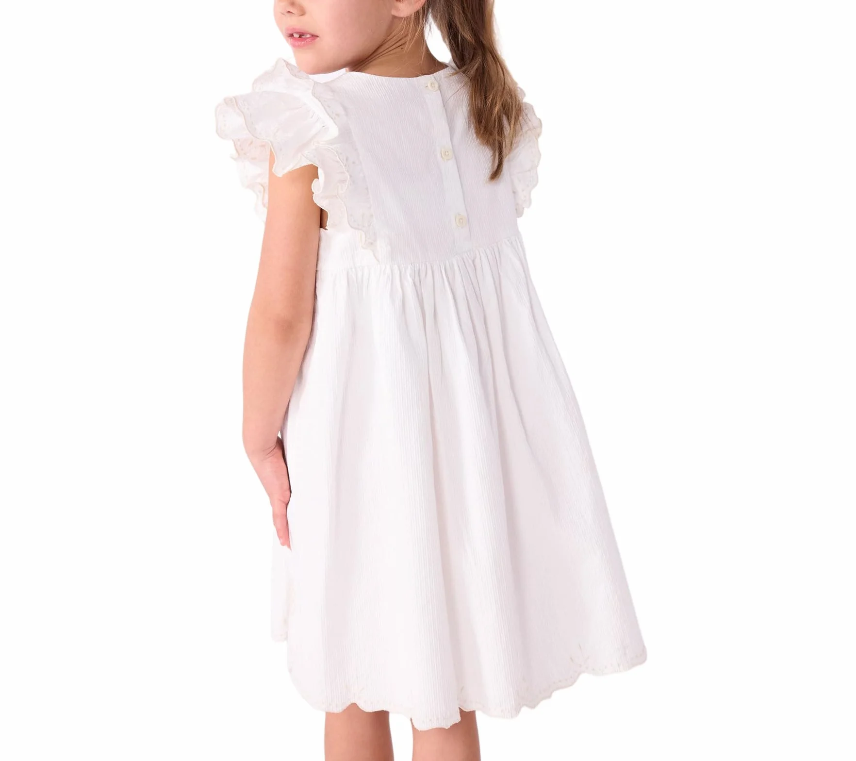 Petit Bateau Abito Bambino in Cotone Manica Corta Tinta Unita, Schiuma, 4 Anni