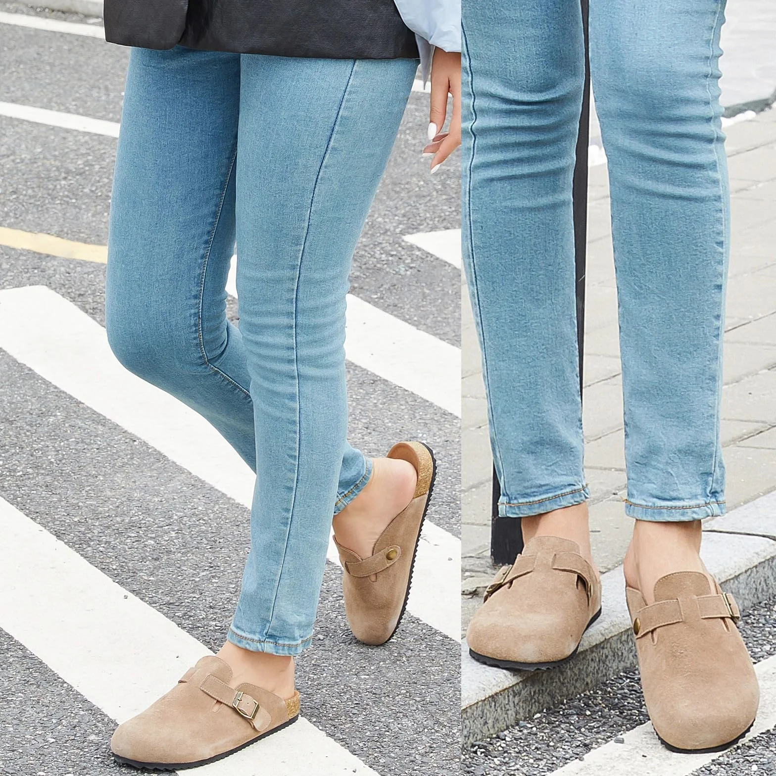 Sabot Donna Ciabatte Uomo Chiuse con Comodo Pantofole in Pelle Scarpe da Giardino Traspirante Sandali Ciabatta 36-46
