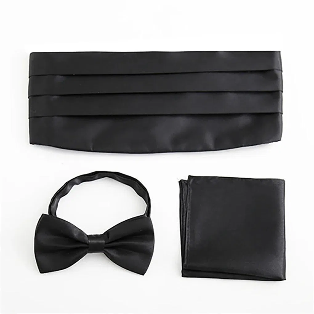 Set di fasce da uomo con fazzoletto quadrato e papillon, per smoking, matrimonio, cintura da cerimonia