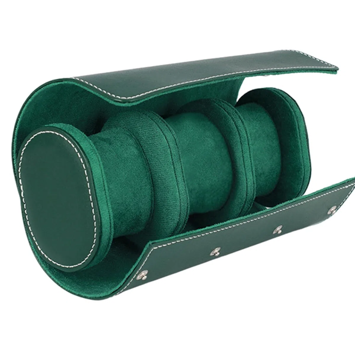 SECFOU Custodia 3 Scomparti in Pelle Pu Verde Porta Orologi da Viaggio Antiurto e Compatta, e Piccoli