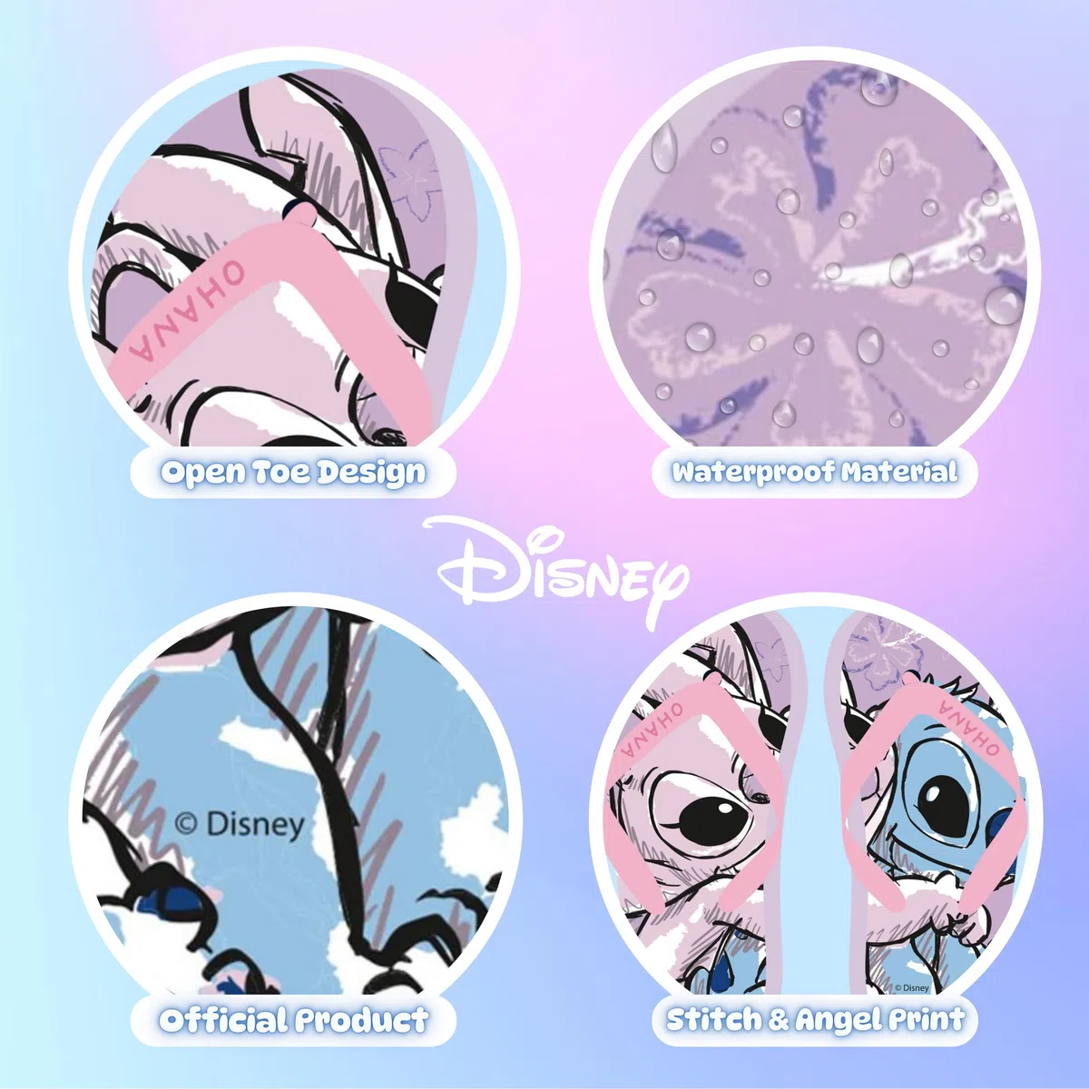 Disney Stitch Infradito da Ragazze, Motivo Stitch e Angel Sandali Estivi, Taglie EU 28 a 35