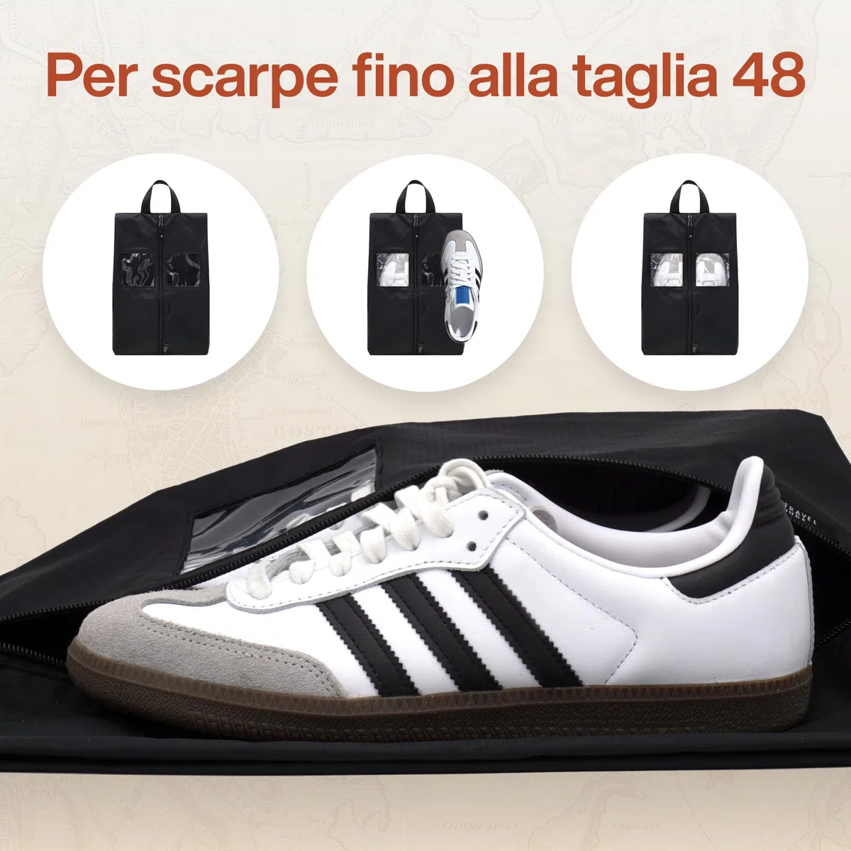 TRAVEL DUDE Set da 2 Porta Scarpe da Viaggio | Borse per Scarpe in Nylon | ideali per Viaggiare | resistente alla luce e all'acqua (Nero, Set borse da scarpe)