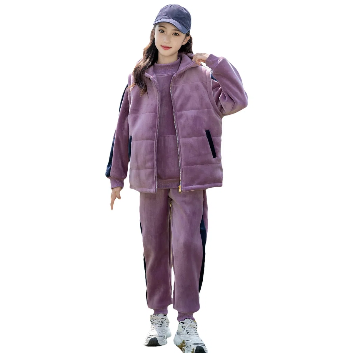 amropi Jogging Tuta Ragazze Felpa Con Cappuccio + Gilet + Pantaloni 3 PCS Set Completo per 3-13 anni