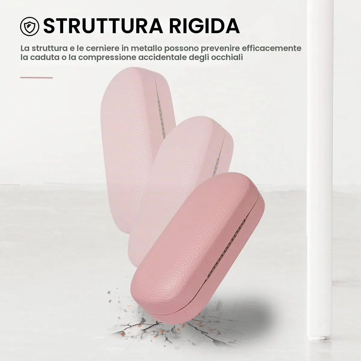molshine Custodia rigida per occhiali da sole in pelle PU, custodia classica extra large per occhiali da sole e occhiali di grandi dimensioni-(Rosa)