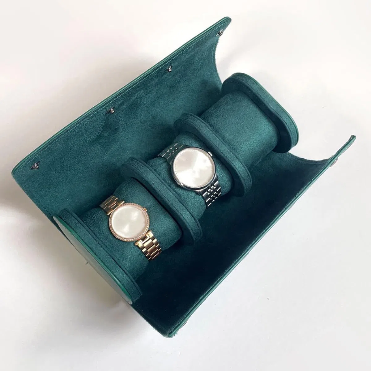 Porta da Orologi Pelle e Verde in Pu Viaggio Custodia Roll Piccoli, Design Antiurto e Pratico Classico per per Uomini