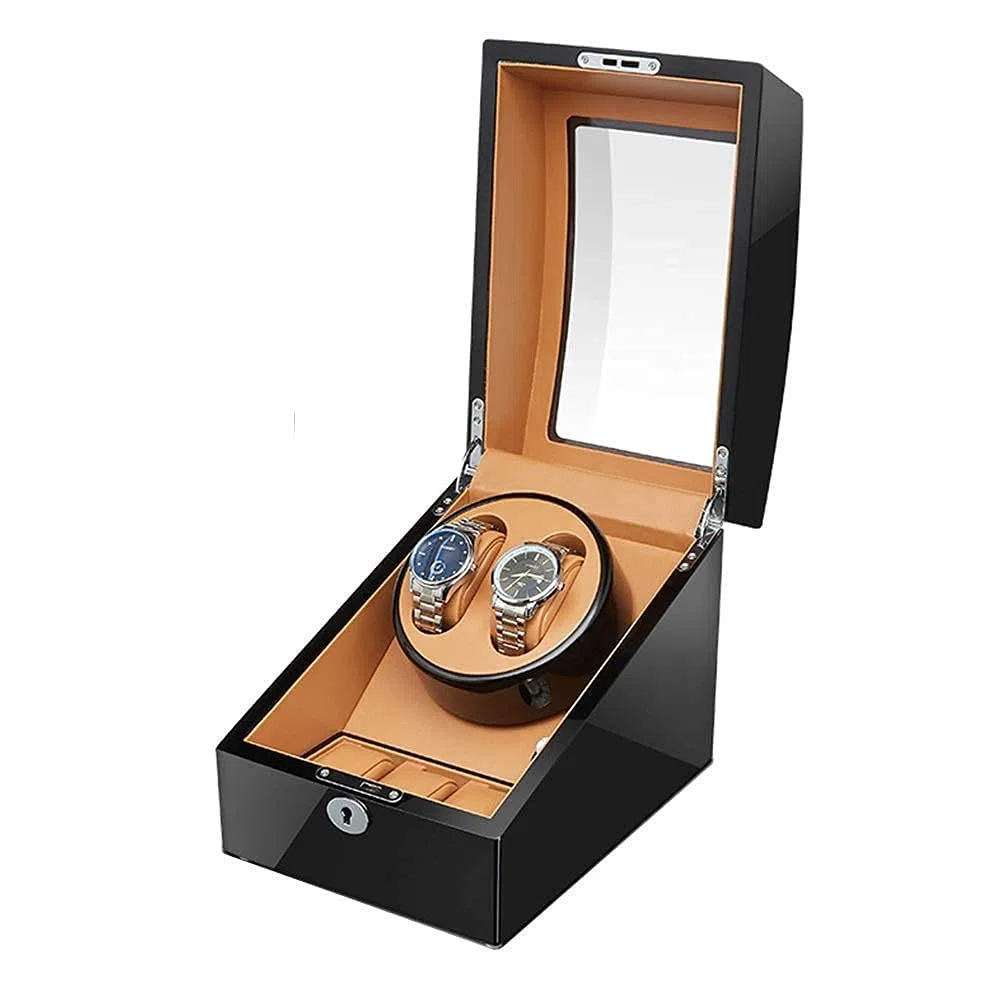 Scatola Carica Orologi 2+3 Adattatore Carica Orologi Automatico e Alimentato a Batteria Finitura in Legno Pianoforte Motore Silenzioso creatività