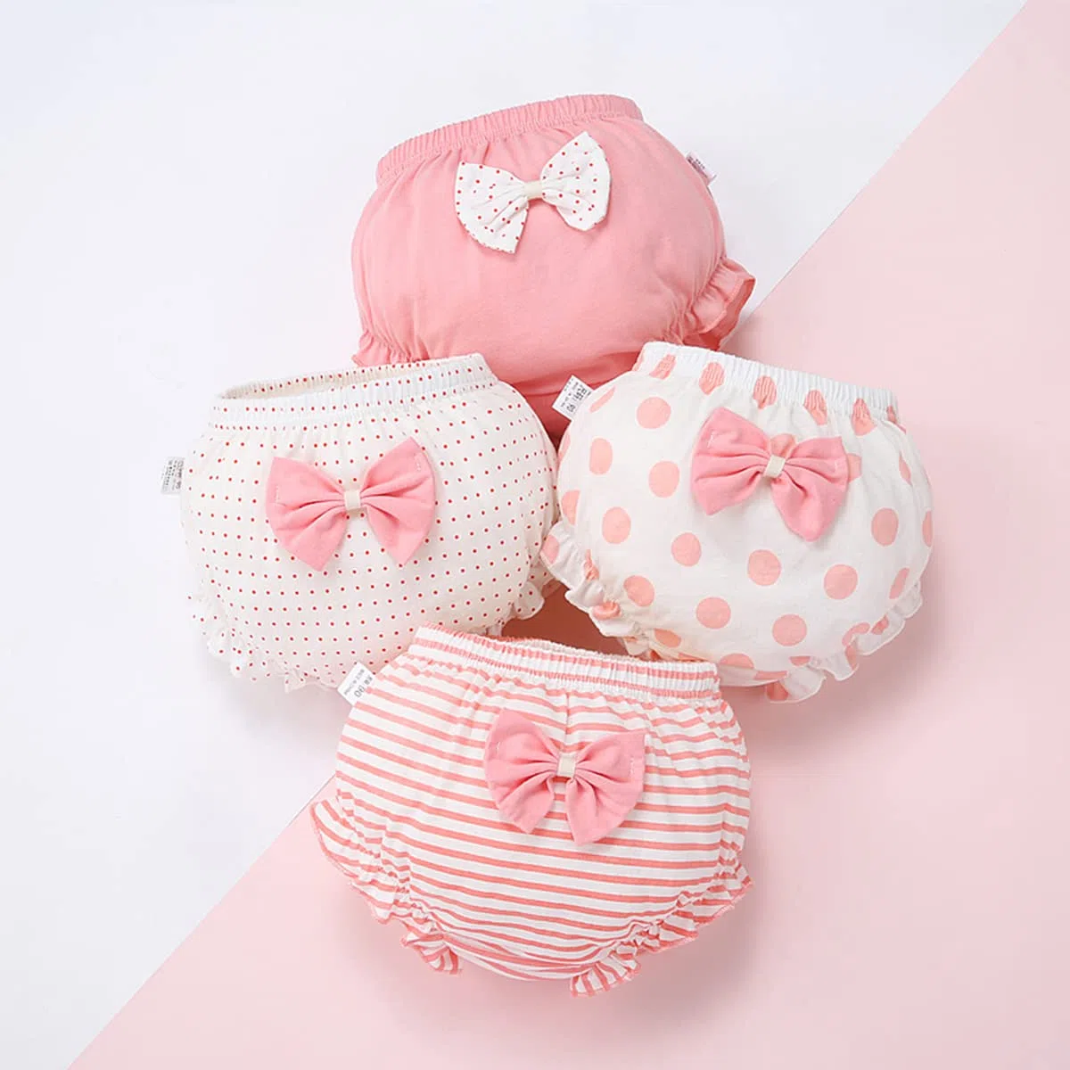 4 Pezzi Cotone Mutandine Bimba Neonata Ragazza Ruffle Panties Carino Bow Bloomers Intimo Culotte Slip Mutandine Bambina Bloomers Pantaloncini per Ragazza 1-7 Anni