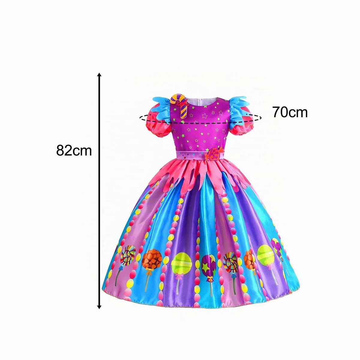 Oshhni Abito da bambina, vestito da caramella, abito da principessa, manica corta, abito arcobaleno, per spettacoli di carnevale, feste in, 120 cm