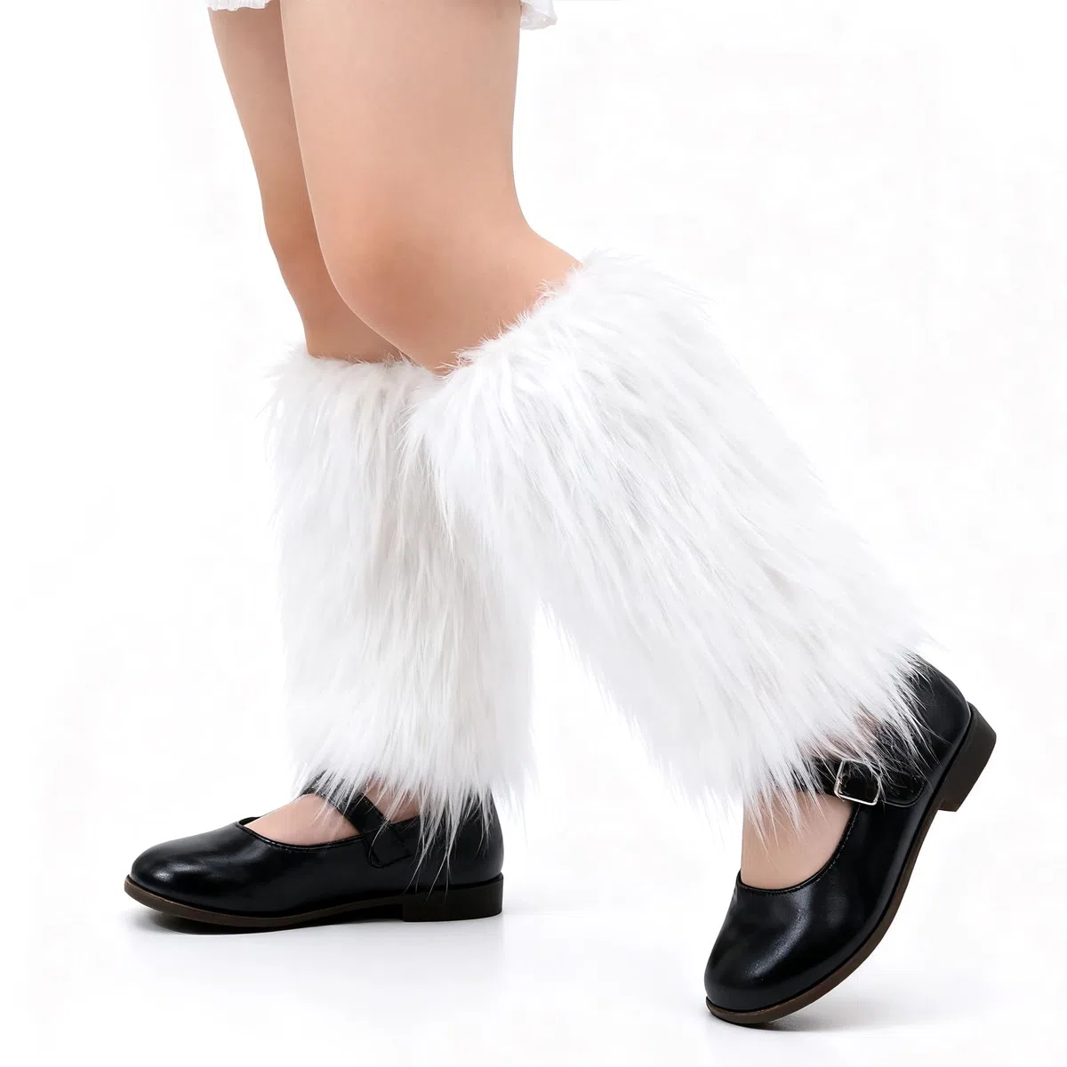 EQLEF Scaldatori per gambe in pelliccia per bambini 6-10 anni, Scaldatori per gambe invernali in pelliccia per bambini con fodera Stivali in elastici Mancette per festa in costume