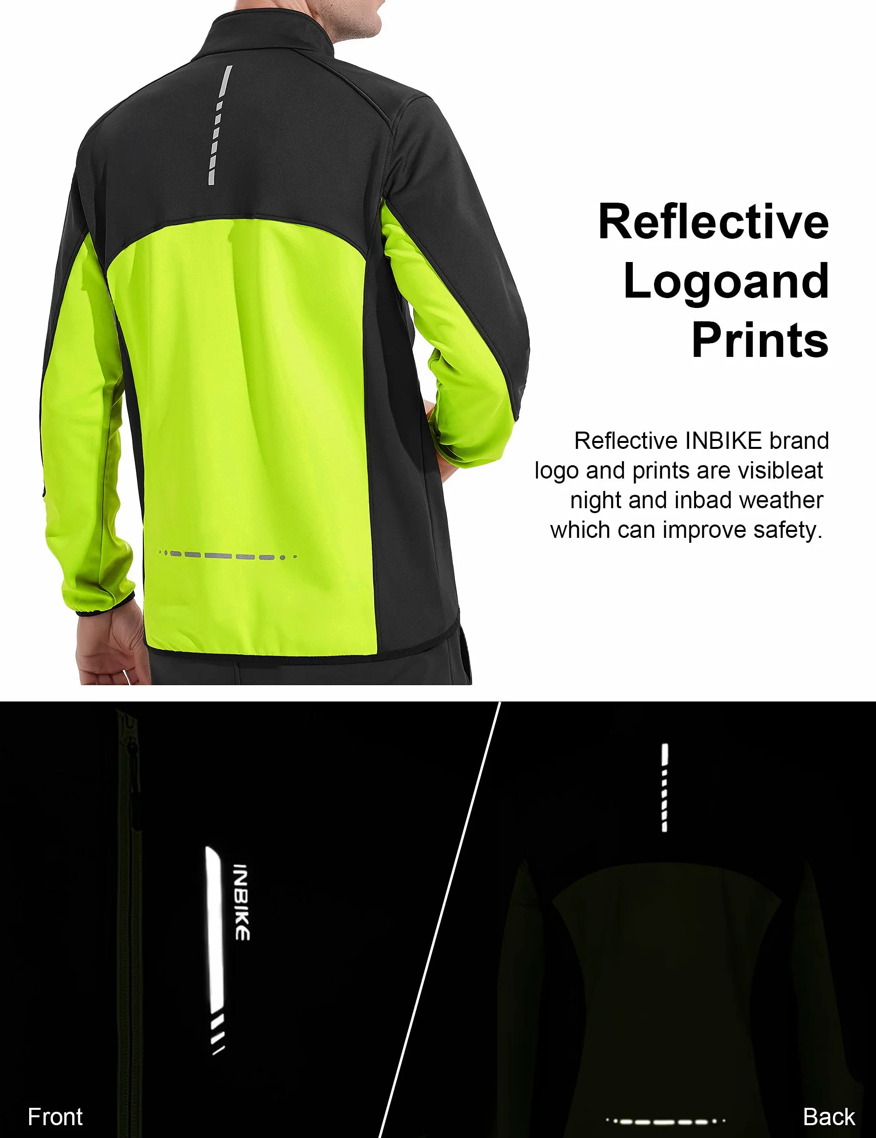 INBIKE Giacca Antivento Ciclismo Uomo Giacche Ciclismo Invernale Impermeabile Bici Trekking Running Softshell Antipioggia Bicicletta