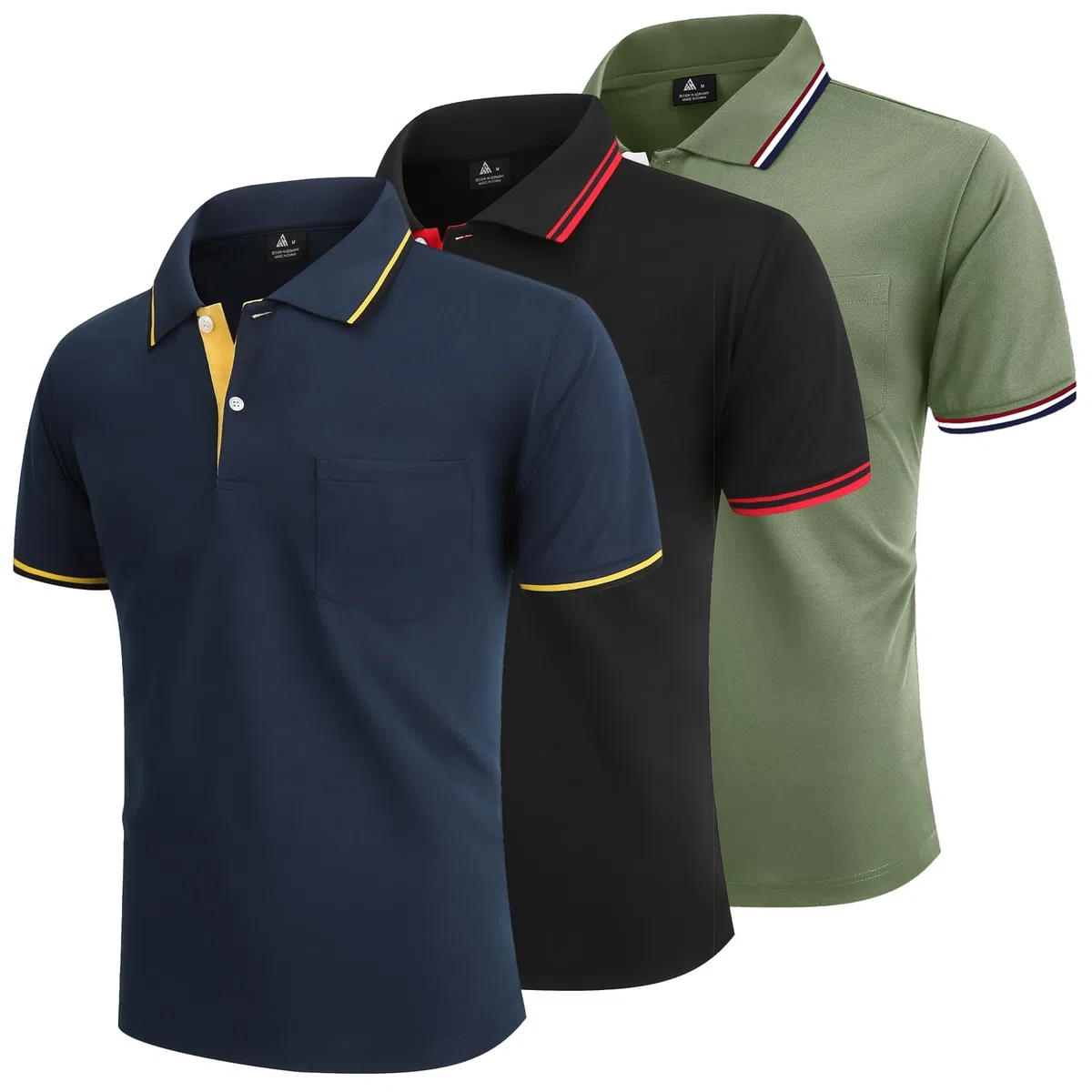 LLdress Polo Uomo Maniche Corte Pacco da 3 Polo da Golf Tennis T Shirt Leggera e Traspirante