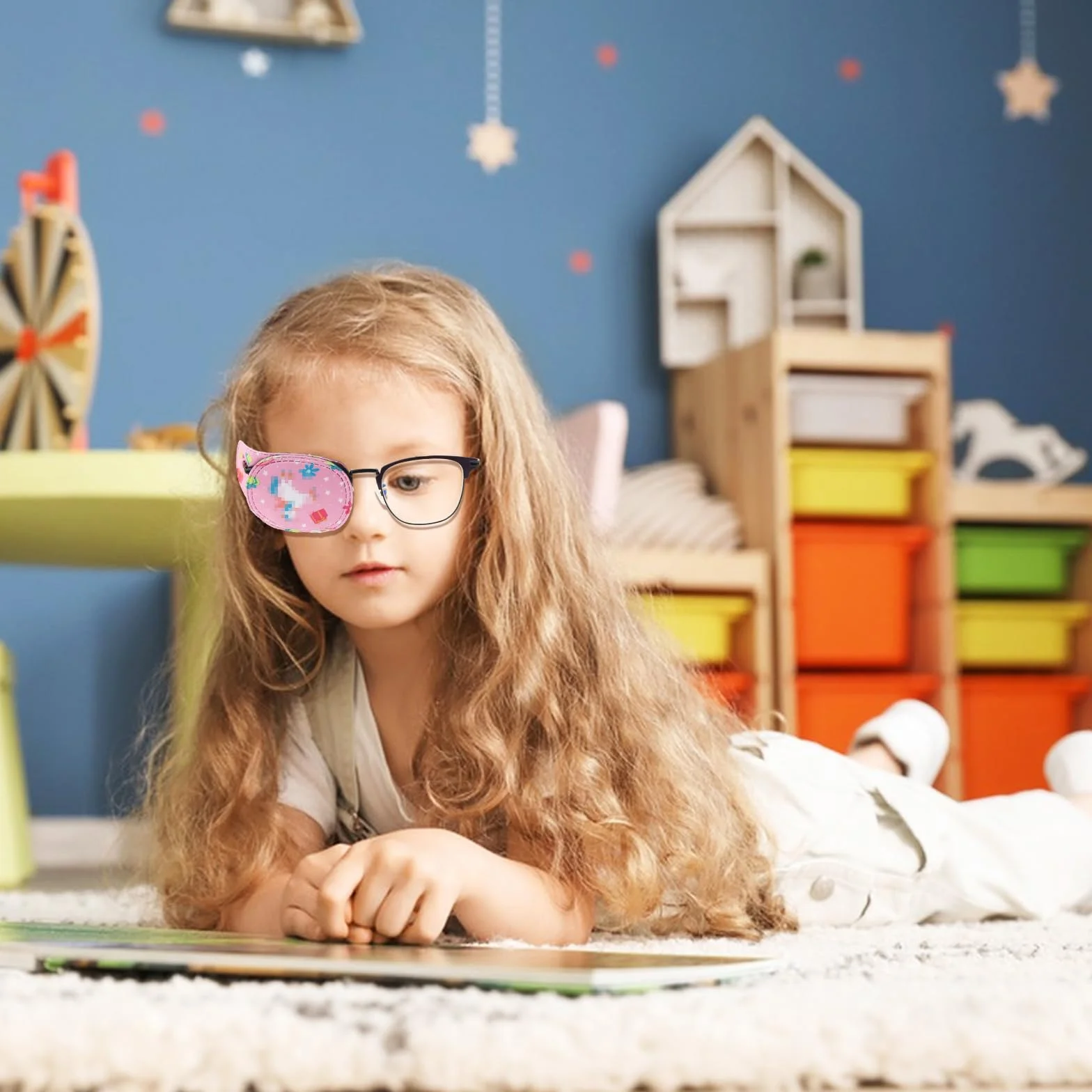 8 Pezzi Patch Occhi per Bambini Maschere per Gli Occhi Colorate per Bambini Eye Patch Sinistro e Destro Bende Oculari per Bambini Ragazzi Ragazze Occhiali Benda Pcchio
